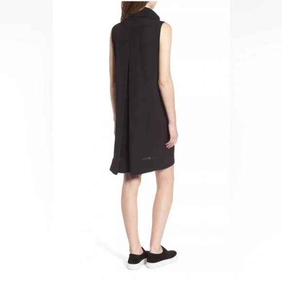 Standard James Perse Black Knit Mixed Media Turtleneck Shift Dress Size 0 XS - Picture 4 of 13